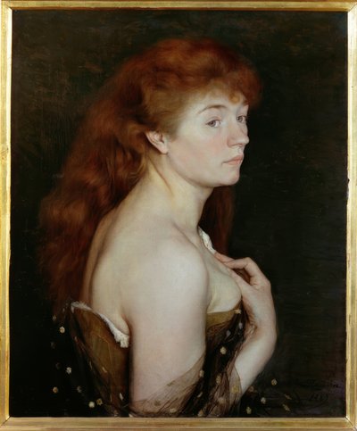 若い赤髪の女性の肖像画 作： Charles Maurin