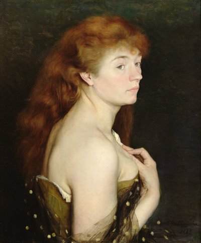 若い赤髪の女性の肖像、1889 作： Charles Maurin