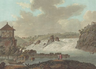 シャフハウゼンの滝、c。 1784年 作： Charles Melchior Descourtis