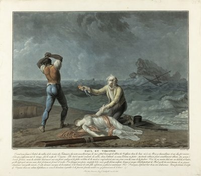 ポールとヴィルジニー』より「ヴィルジニーの遺体を探す」、プレート5 作： Charles Melchior Descourtis