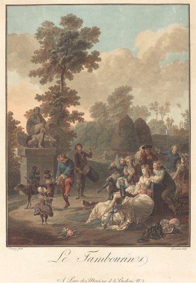 タンバリン、c。 1789年。 作： Charles Melchior Descourtis