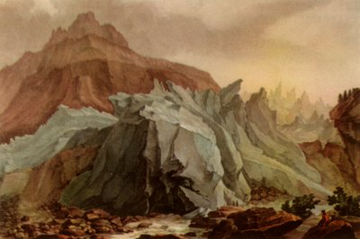 「下グリンデルヴァルト氷河から出てくるリュッチネン号」、1782～1785年、1946年。 作： Charles Melchior Descourtis