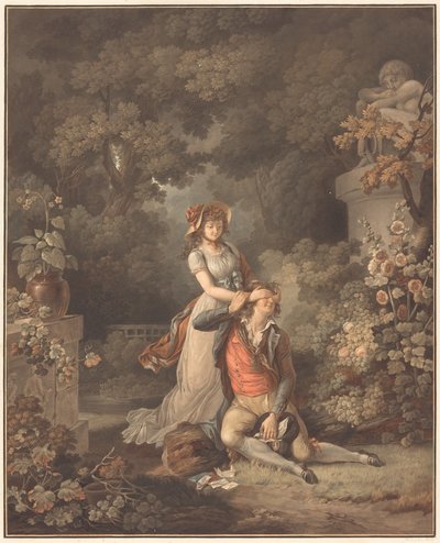 驚く恋人 作： Charles Melchior Descourtis after Jean Frederic Schall