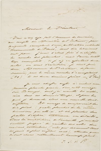 チャールズ・メリヨン直筆書簡 作： Charles Meryon