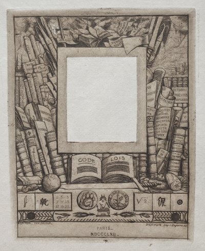1862年、アルマンゲローの肖像画のフレームのデザイン。 作： Charles Meryon