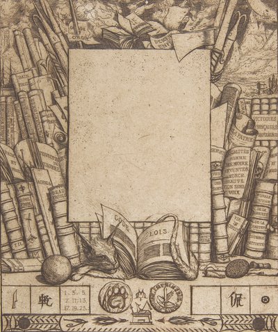アルマン・ゲローの肖像画のフレームのデザイン、1862年。 作： Charles Meryon