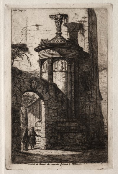 アテネのフランス カプチン修道院への入り口 作： Charles Meryon