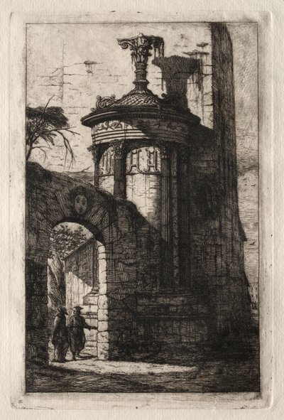 アテネのフランス カプチン修道院への入り口 作： Charles Meryon