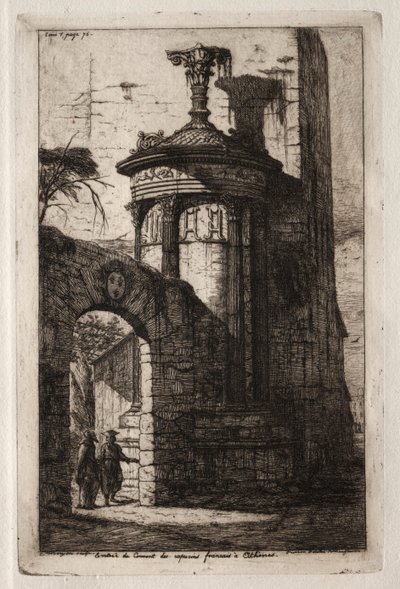 1854年にアテネにあるフランスのカプチン修道院への入り口。 作： Charles Meryon