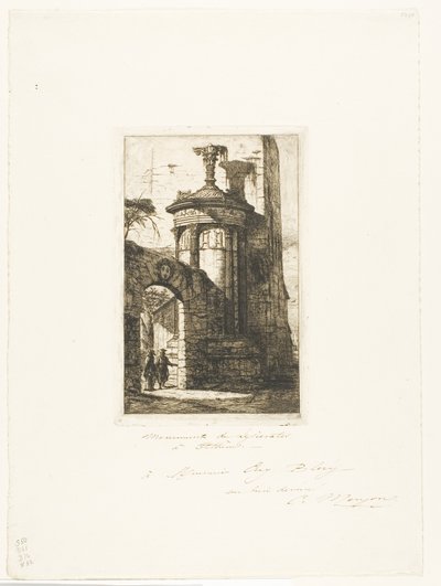 アテネのフランス カプチン修道院への入り口 作： Charles Meryon