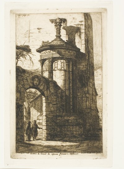 アテネのフランス カプチン修道院への入り口 作： Charles Meryon