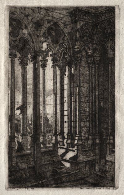 パリのエッチング：ノートルダム美術館、1853年。 作： Charles Meryon