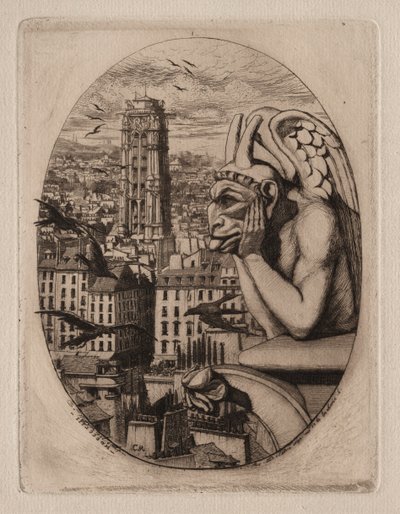 パリのエッチング：ガーゴイル、1853年。 作： Charles Meryon
