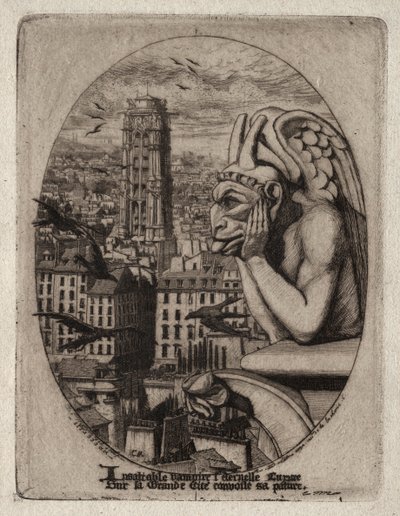 パリのエッチング：ガーゴイル、1853年。 作： Charles Meryon