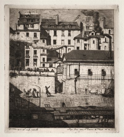 パリのエッチング：遺体安置所、1854年。 作： Charles Meryon