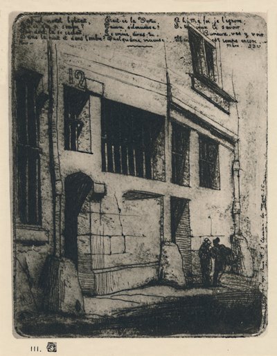 La Rue Des Mauvais Garcons 3rd State、5 x 3 78インチ、1854年、1927年 作： Charles Meryon