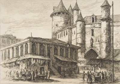 Le Grand Châtelet Grand Châtelet、パリ、1780 年頃、1861 年の以前の図面の後。 作： Charles Meryon