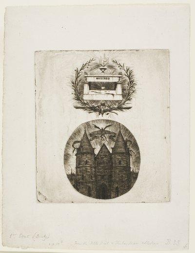 モリエールの墓、ペール・ラシェーズ墓地、パリ、司法宮旧門 作： Charles Meryon