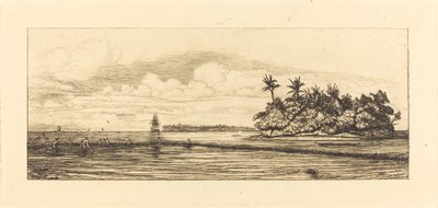 オセアニア、ウベア (ウォリス) の島々。 Peche aux palmes、1845年 作： Charles Meryon