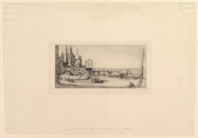 ポン・オー・チェンジ歩道橋、1621年の火災後 作： Charles Meryon