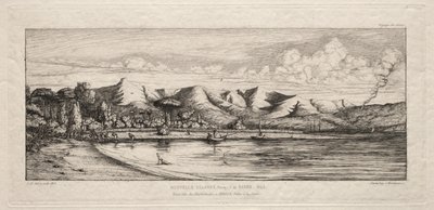 1845年、バンクス半島、アカロア、チャコール・バーナーズ・ポイント沖のセーヌ釣り 作： Charles Meryon