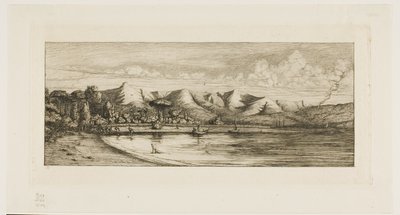 バンクス半島アカロア、コリアーズ・ポイント沖での地引網漁（1845年 作： チャールズ・メリヨン