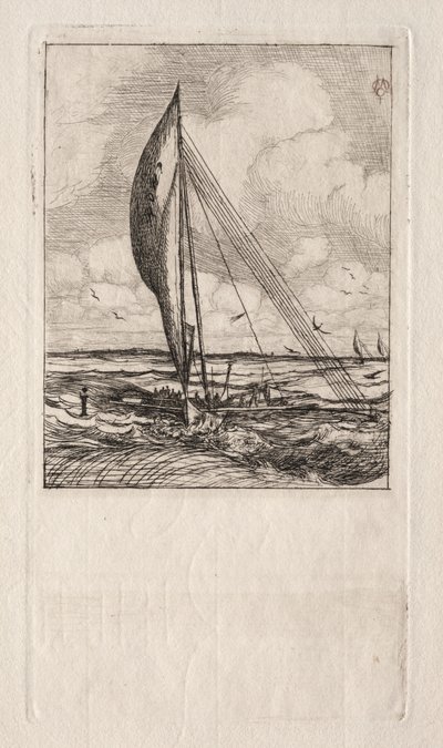 スウィフトセーリングプロア、マルグレイブ諸島、オセアニア、1866年。 作： Charles Meryon