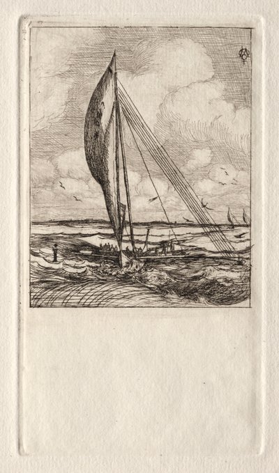 スウィフトセーリングプロア、マルグレイブ諸島、オセアニア、1866年。 作： Charles Meryon