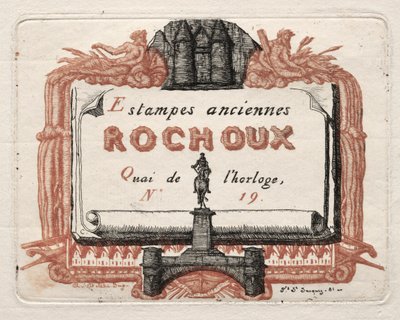 プリントセラー、ロシューの住所カードc。 1856年。 作： Charles Meryon
