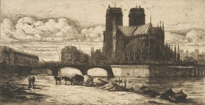 1854年、パリ、ノートルダム大聖堂の後陣。 作： Charles Meryon