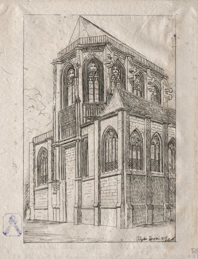 聖マルティンシュルレネル教会の後陣、1860年。 作： Charles Meryon