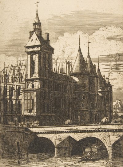時計塔、パリ、1852 年。 作： Charles Meryon