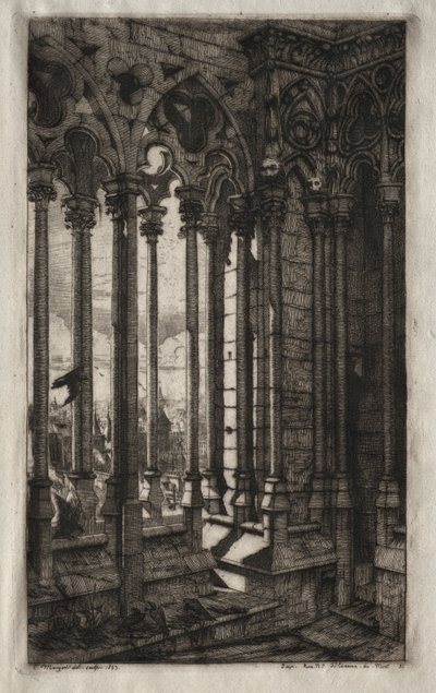 パリのエッチング：ノートルダム美術館、1853年。 作： Charles Meryon