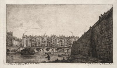 1784年、1855年頃のパリの交換橋。 作： Charles Meryon