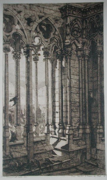 パリ、ノートルダム寺院のギャラリー 作： Charles Meryon