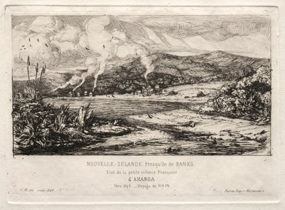 アカロアのリトルフレンチコロニー、1845年、1865年。 作： Charles Meryon