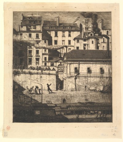 遺体安置所、パリラモルグ、1854年。 作： Charles Meryon