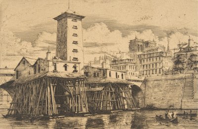 ノートルダムのポンプ、パリ、1​​852 年。 作： Charles Meryon
