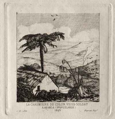 アカロアの老兵入植者小屋、1845 年 作： Charles Meryon