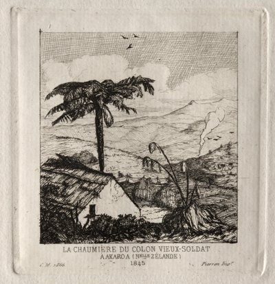 アカロアの古兵入植者小屋、1845年、1866年。 作： Charles Meryon