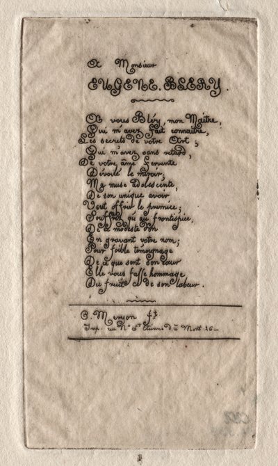 ウジェーヌブリーの詩、1854年。 作： Charles Meryon
