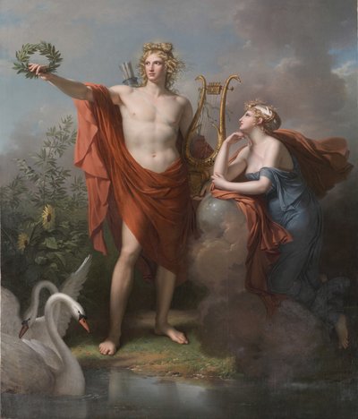 アポロ、光の神、雄弁、詩とウラニアとの美術、ミューズオブ天文学、1789 作： Charles Meynier