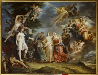 Siecle des Lumieres：「凱旋したフランスが戦争の中で科学と芸術を奨励する」シャルル・メニエ（1768-1832）の絵画 1795年 パリ、マルモッタン美術館 作： Charles Meynier