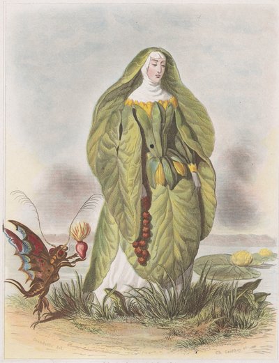 Les Fleurs Animées、1847年からのスイレン。 作： Charles Michel Geoffroy