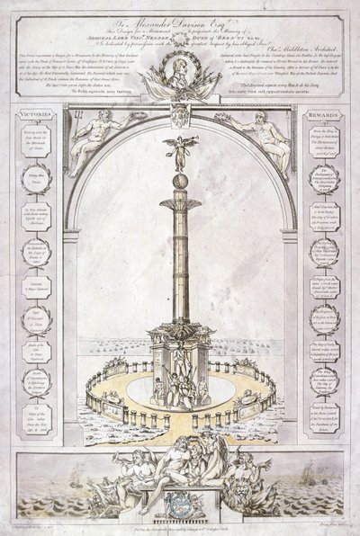 ネルソン卿の記念碑を円柱の形にしたデザイン（1806年 作： Charles Middleton