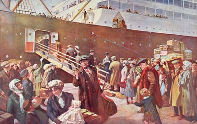 リバプールのRMSエンプレス号でカナダへ向かう移民たち 作： Charles Mills Sheldon