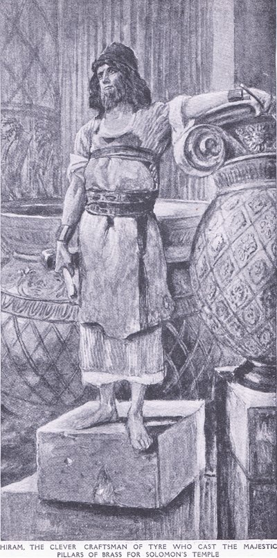 ソロマンの寺院のために真鍮の雄大な柱を鋳造したタイヤの賢い職人、ヒラム 作： Charles Mills Sheldon