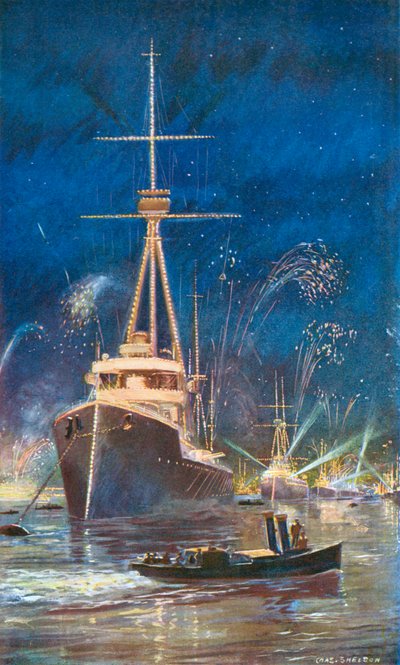 テムズ川の艦隊の照明、1909年7月21日 作： Charles Mills Sheldon