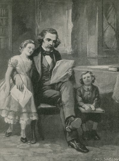 ナサニエルホーソーンが子供たちに朗読 作： Charles Mills Sheldon