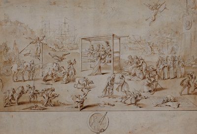 ヨーロッパ人種：1738-9年の政治的ヨーロッパの状態に関する寓話的な似顔絵、 作： Charles Mosley
